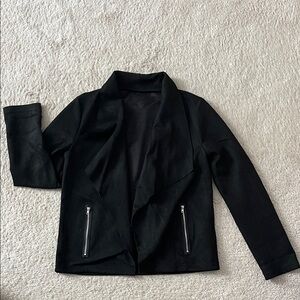 Black Microsuede Drape-front Jacket